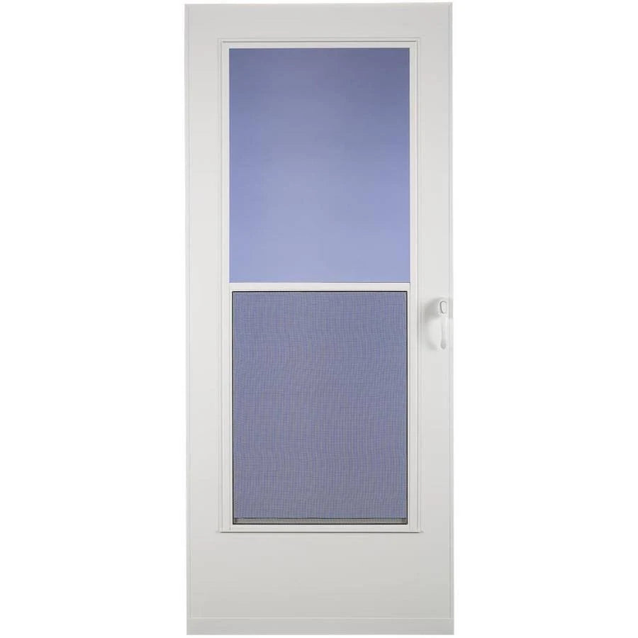 Larson Mobile Home 32-in x 74-in White Mid-View Universal Reversible Wood Core Storm Door | 38005033274