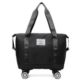 Rolling Duffle Bag with Wheels and Handle Foldable Travel Bag Expandable Carry on Bag with Detachable Casters Wheeled Weekender Bag for Women & Men – Purple