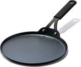 OXO Obsidian Pre-Seasoned Carbon Steel, 12 Wok Pan with Removable Silicone Handle Holder, Induction, Oven Safe, Black