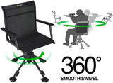 TIDEWE Hunting Chair with Seat Cover, 360 Degree Silent Swivel Blind Folding Chair, 4 Legs Adjustable Height Hunting Seats with Armrest, Portable Comfortable Stable Ground Hunting Chair