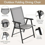 Yaheetech Patio Dining Chairs Set of 4 with Armrests, Outdoor Folding Chairs with Metal Frame and Backrest for Lawn, Garden, Yard and Poolside, Black