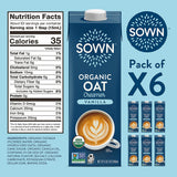 SOWN Organic Oat Creamer Unsweetened – Barista Oat Milk Non Dairy Coffee Creamer – Plant Based, Dairy-Free, Vegan, 0g Added Sugar, Gluten-Free, Non-GMO, Shelf Stable – 32oz (Pack of 6)