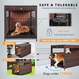 DEStar Heavy Duty PE Rattan Wicker Pet Dog Cage Crate Indoor Outdoor Puppy House Shelter with Removable Tray and UV Resistant Cover