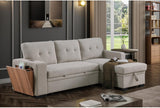 Devion Furniture 92 W Modern L-Shaped Polyester Fabric Upholstered Reversible Side Compartment Sleeper Sectional Sofa Bed with Chaise in Light Gray Finish