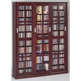 Leslie Dame MS 1050dc Mission Style Sliding Glass Door Multimedia Cabinet Dark Cherry