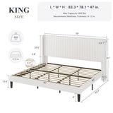 Allewie Queen Size Velvet Bed Frame/Vertical Channel Tufted Wingback Headboard/Upholstered Platform Bed/Strong Wooden Slats/No Box Spring Needed/Easy Assembly/Black