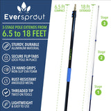EVERSPROUT Never-Scratch SnowBuster 7-to-24 Foot (Up to 30 Ft Standing Reach) | Pre-Assembled Extendable Roof Rake for Snow Removal | Heavy-Duty Aluminum, Soft Foam Pad | Exclusive Push/Pull Design