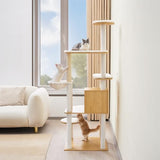 VEVOR Large Cat Tree with Litter Box Enclosure, 55.12 inches Tall, 2-in-1 Cat Tower, Multi-Level Cat Condo Furniture with Perches, Sisal Scratching Posts, Hammock, Big Kittens House for Indoor Cats