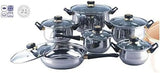 Blackstar 12 Piece Stainless Steel Cookware Set Features Clear Glass Lids And Black Handles (SC-SS003)