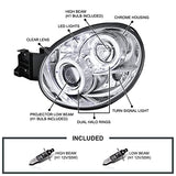 SPEC-D TUNING Dual Halo LED Projector Headlights Glossy Black Housing Smoke Lens Compatible with 2002-2003 Subaru Impreza, Left + Right Pair Headlamps Assembly