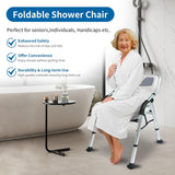 Shower Chair for Elderly & Disabled, Folding Shower Chair Seat with Arm and Back, Inside Shower Chair, Foldable Bathroom Chairs for Sitting, Portable for Travel – Collapsible, Compact & Comfortable