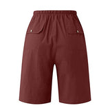 Men’s Linen Casual Classic Short Elastic Waist Summer Beach Lightweight Board Slim-Fit with Pockets Active Running Walk Short