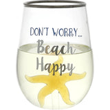 Beach Happy – Starfish 19 oz. Stemless Wine Glass with 3-D Figurine