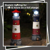 Garden Outdoor Statues, Waterproof Lighthouse Lights Lawn Decor; Automatic Rotating Solar Lights for Yard, Patio, Ground, Tabletop Decoration; Unique Housewarming Gifts – Red