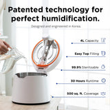 Carepod 31S Stainless Steel Humidifier, 1Gal/4L, Quiet, Filter-Free