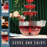Kusini Drink Fountain for Parties – 1.5 Gal, 3 Tier Punch Bowl Champagne Tower, LED Base, 4 Reusable Cups – Drink Tower Machine for Soda, Juice, Mimosa, Pani Puri Fountain for Party Hosting Supplies