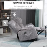 HOMCOM Power Lift Chair, Electric Recliner for Elderly, Compact Living Room Chair with Side Pocket & Remote Control, Grey
