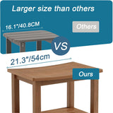 HDPS Shower Bench Seat, Poly Lumber Bathroom Stool for Inside Shower Waterproof, Foot Rest Stool for Shaving Legs with Adjustable Feet, Plastic Spa Bath Chair Seat for Bathroom, Non-Slip, Brown