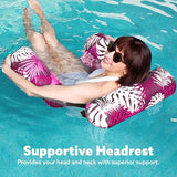 Sloosh Pool Floats Chairs Adult,Inflatable Pool Lounge,Plant Pattern Floating Mat Hammock,Blow up Water Chairs Noodles rafts for Party Summer Water Beach Fun