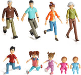 Sweet Li’l Family Dollhouse People Set of 9 Action Figure Set – Grandpa, Grandma, Mom, Dad, Sister, Brother, Toddler, Twin Boy & Girl