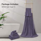 4 Pack Large Bath Towels Set 35×70 Black Oversized Bath Sheet Chair Towels, 600 GSM Ultra Soft & Absorbent Towels for Bathroom, Quick Dry Towel for Gym Hotel Camp Pool