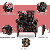 HULALA HOME Modern Wingback Accent Chair with Wood Legs & Removable Cushion, Comfy Upholstered Armchair with Nailhead Trim, Floral Pattern Single Sofa Chair for Living Room Bedroom, Blue