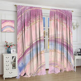 Abstract Marble Curtains,Modern Art Golden Blue Marble Blue Sea Vintage Window Treatment Curtains for Living Room,Marble Kitchen Curtains 27.5x63in,2 Panel Set