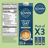SOWN Organic Oat Creamer Unsweetened – Barista Oat Milk Non Dairy Coffee Creamer – Plant Based, Dairy-Free, Vegan, 0g Added Sugar, Gluten-Free, Non-GMO, Shelf Stable – 32oz (Pack of 6)