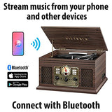 Victrola The Quincy 6-in-1 Bluetooth Record Player & Multimedia Center with Built-in Speakers ?C 3-Speed Turntable, CD & Cassette Player, AM/FM Radio, Wireless Music Streaming (Natural)