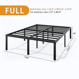 Metal Bed Frame Full Size – 14 Inch Heavy-Duty Full Platform Bed Frame No Box Spring Needed, Easy Assembly, Noise-Free, Sturdy Mattress Foundation, Underbed Storage Space