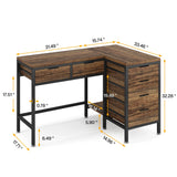 Tribesigns L-Shaped Desk with 6 Drawers, 47 in. Computer Corner Desk with CPU Storage Stand, Home Office Writing Desk Space-Saving Workstation Table