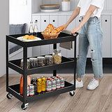 Goplus 3-Tier Utility Cart, Heavy Duty Commercial Service Tool Cart w/Lockable Wheels, 330lbs Load Capacity, Ergonomic Handle, Rolling Mechanic Tool Cart Storage Organizer for Warehouse Garage Black