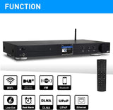 Ocean Digital WiFi Internet Component Radio Tuner (430 mm) WR10 FM/ Ethernet Bluetooth Receiver 2.4 Color Display with Digital Output to Connect Hi-Fi System -Black