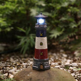 Garden Outdoor Statues, Waterproof Lighthouse Lights Lawn Decor; Automatic Rotating Solar Lights for Yard, Patio, Ground, Tabletop Decoration; Unique Housewarming Gifts – Red