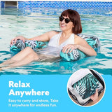 Sloosh Pool Floats Chairs Adult,Inflatable Pool Lounge,Plant Pattern Floating Mat Hammock,Blow up Water Chairs Noodles rafts for Party Summer Water Beach Fun