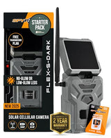 SPYPOINT Flex-S-Dark Solar Cellular Trail Camera ?C Built-in Solar Panel, 40MP Photos, 1080p Videos + Sound, No-Glow Game Camera, Night Vision, Motion Activated Trail Cam