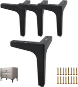 4 Inch Furniture Legs Modern Metal Cabinet Legs Set of 4, Furniture Feet Black Dresser Legs DIY Replacement Feet for Table Sofa Nightstand Chair Couch Ottoman Cabinet