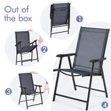 Yaheetech Patio Dining Chairs Set of 4 with Armrests, Outdoor Folding Chairs with Metal Frame and Backrest for Lawn, Garden, Yard and Poolside, Black
