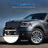 AUTOSAVER88 Switchback LED Tube Headlights Assembly Compatible with 2004 2005 2006 2007 2008 Ford F150 F-150 DRL Headlamp Replacement Pair with Amber Reflector