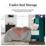 Allewie Queen Size Velvet Bed Frame/Vertical Channel Tufted Wingback Headboard/Upholstered Platform Bed/Strong Wooden Slats/No Box Spring Needed/Easy Assembly/Black