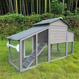 Chicken Coop and Run, Two Story Rabbit Hutch Indoor Outdoor, Wooden Hen House with Nesting Box Rabbit Cage, Ramp, Deep No Leak Pull Out Tray, for Chick, Bunny(Black)