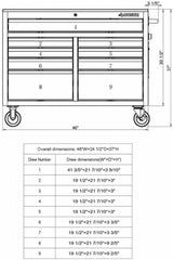 Husky 46 in. W x 24.5 in. D 9-Drawer Mobile Workbench with Solid Wood Top in