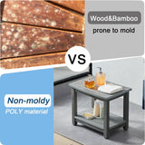 HDPS Shower Bench Seat, Poly Lumber Bathroom Stool for Inside Shower Waterproof, Foot Rest Stool for Shaving Legs with Adjustable Feet, Plastic Spa Bath Chair Seat for Bathroom, Non-Slip, Brown