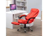 HOMCOM Reclining PU Leather Executive Home Office Chair with Footrest – Red