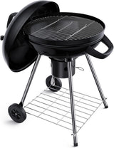 Charcoal BBQ Grill 22-Inch, Kettle Charcoal Grill with Lid Thermometer, Integrated Wheels, Plated Steel Grates, Slid Out Ash Catcher, Integrated Wheels, for Outdoor Cooking, Picnic, Patio, Backyard