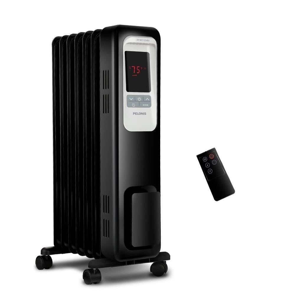 Pelonis Electric Radiator Heater 1500W Portable Oil Filled Radiator Space Heater with Digital Thermostat 24-Hour Programmable Ti