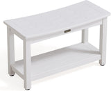 HDPS Shower Bench Seat, Poly Lumber Bathroom Stool for Inside Shower Waterproof, Foot Rest Stool for Shaving Legs with Adjustable Feet, Plastic Spa Bath Chair Seat for Bathroom, Non-Slip, Brown