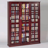 Leslie Dame MS 1050dc Mission Style Sliding Glass Door Multimedia Cabinet Dark Cherry