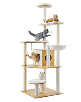 VEVOR Large Cat Tree with Litter Box Enclosure, 55.12 inches Tall, 2-in-1 Cat Tower, Multi-Level Cat Condo Furniture with Perches, Sisal Scratching Posts, Hammock, Big Kittens House for Indoor Cats