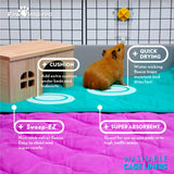 2ct Paw Inspired Guinea Pig Cage Liners | Washable Fleece Bedding or Small Animal Bed Mat for Guinea Pigs, Ferrets, Rabbits, Hamsters | Absorbent Pee Pad with Waterproof Bottom (C&C 2X1, Pink)